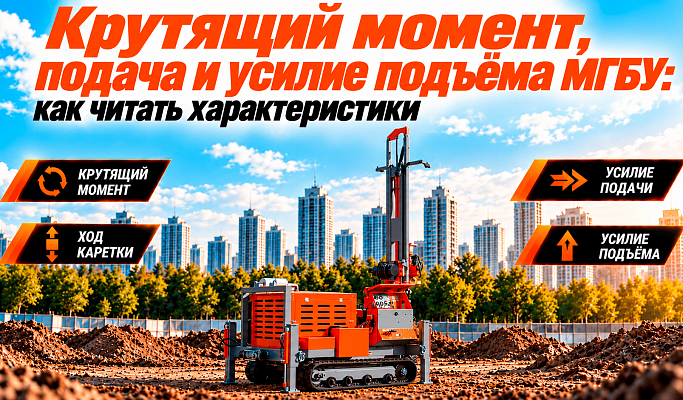 Характеристики МГБУ — момент, подача и усилие подъёма